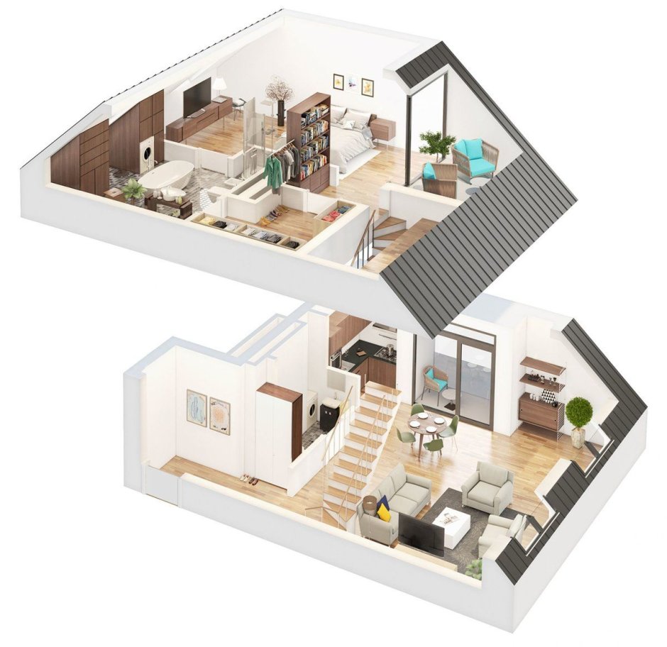 Планировка однокомнатной квартиры 3d