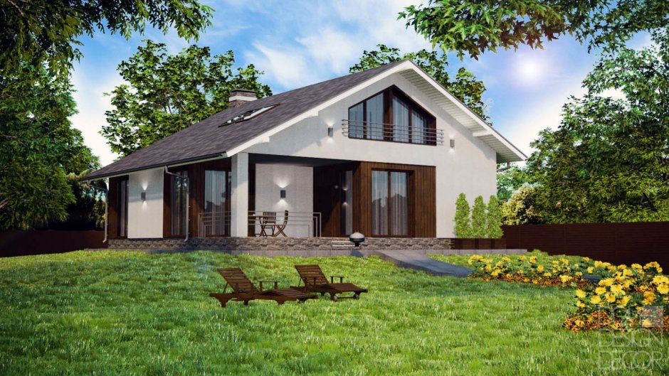 Одроэ ажный дом с двускатной крышей