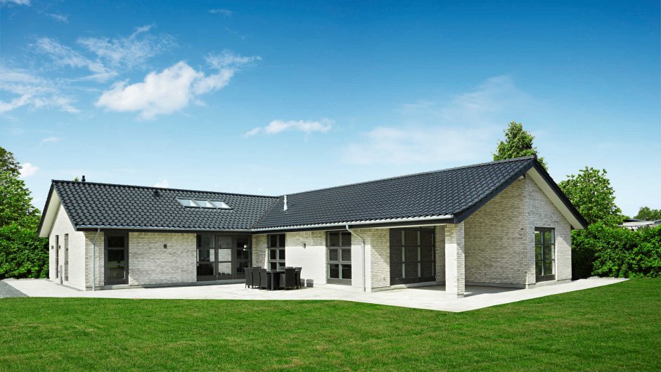 Одноэтажный дом с гаражом в скандинавском стиле