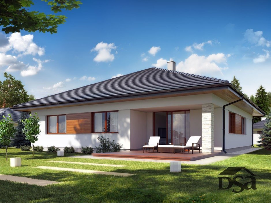 Проект z9 одноэтажный дом с террасой