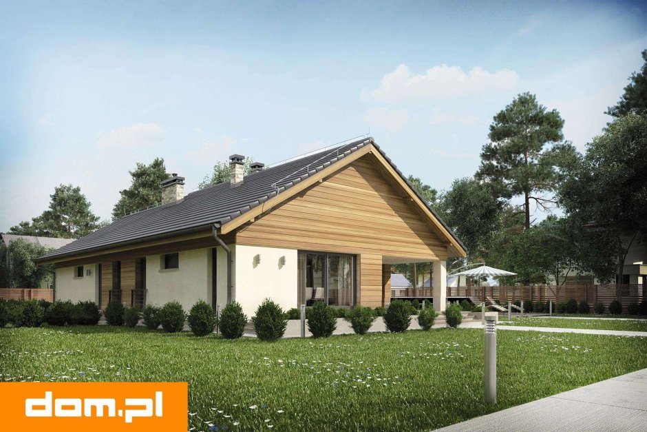 Одноэтажный дом с двухскатной крышей