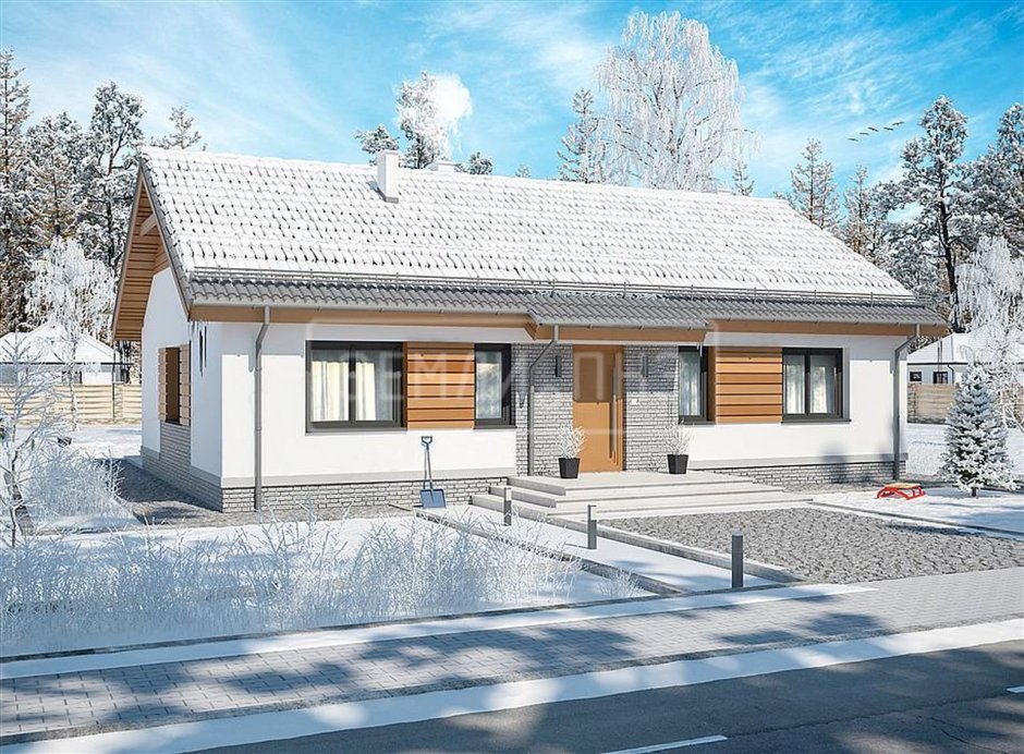 Одноэтажный финский дом с двускатной крышей