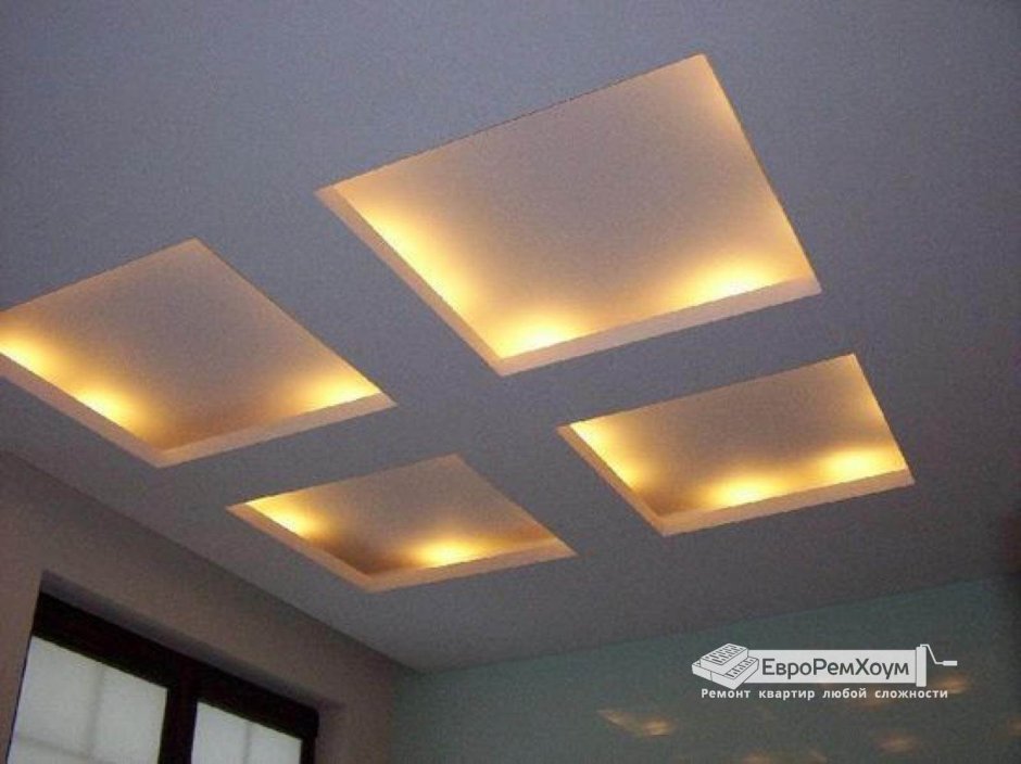 Потолок из гипсокартона для гостиной