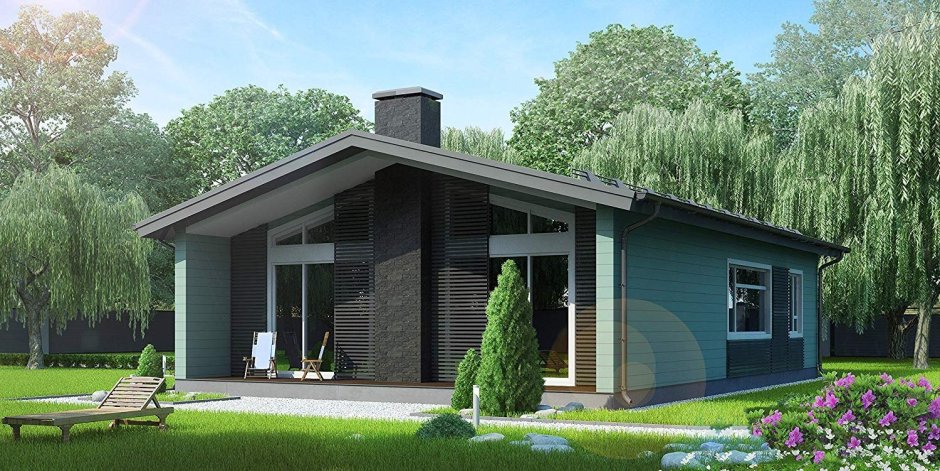 Скандинавский одноэтажный с односкатной крышей