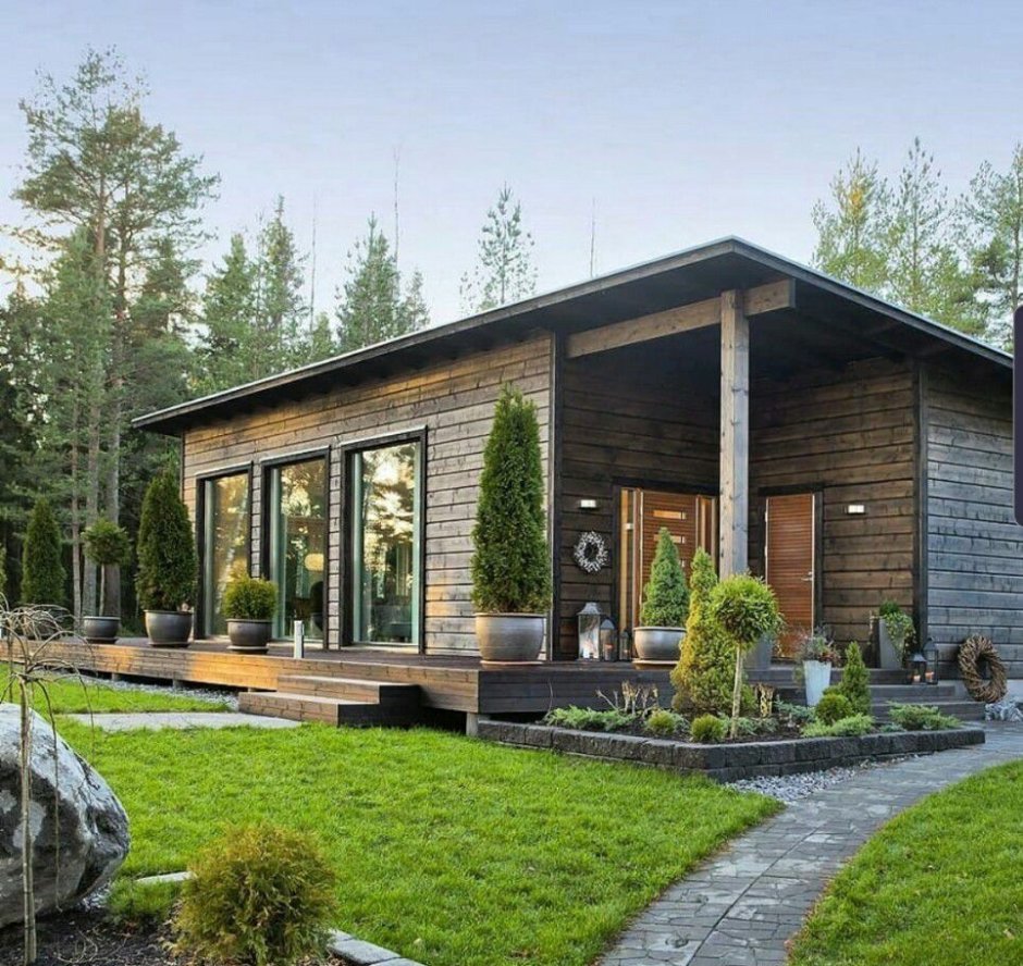 Дом с односкатной крышей Скандинавия