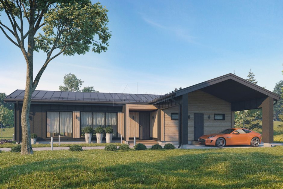 Одноэтажный дом в стиле Сканди