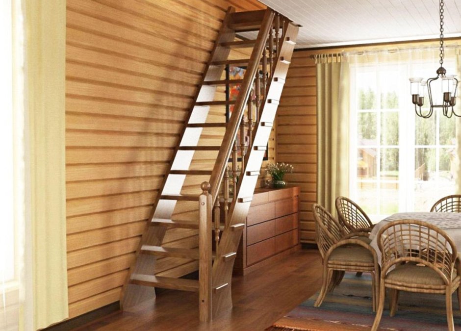 Лестница одномаршевая деревянная