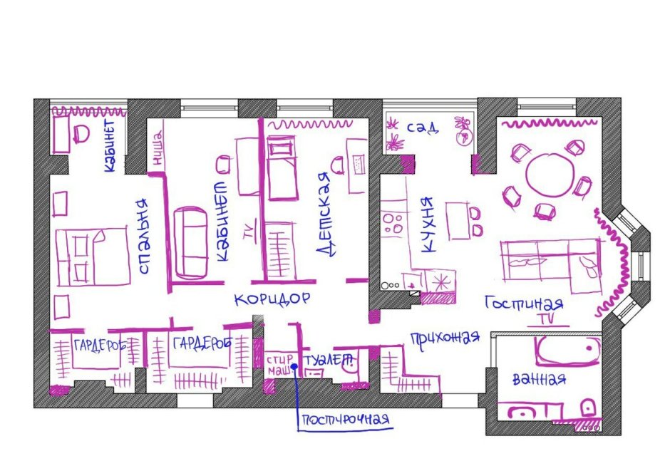 Современная планировка квартир в 3d