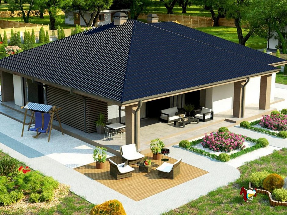 Z500 проекты одноэтажных с террасой с гаражом и террасой