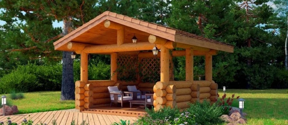 Беседка с бревна