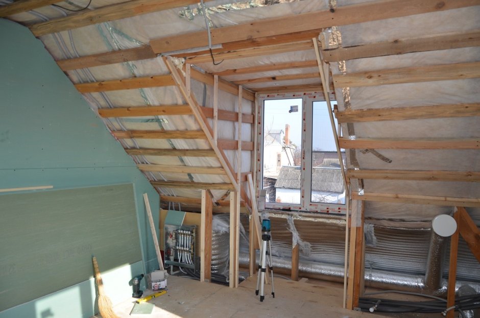 Обшивка мансарды гипсокартоном