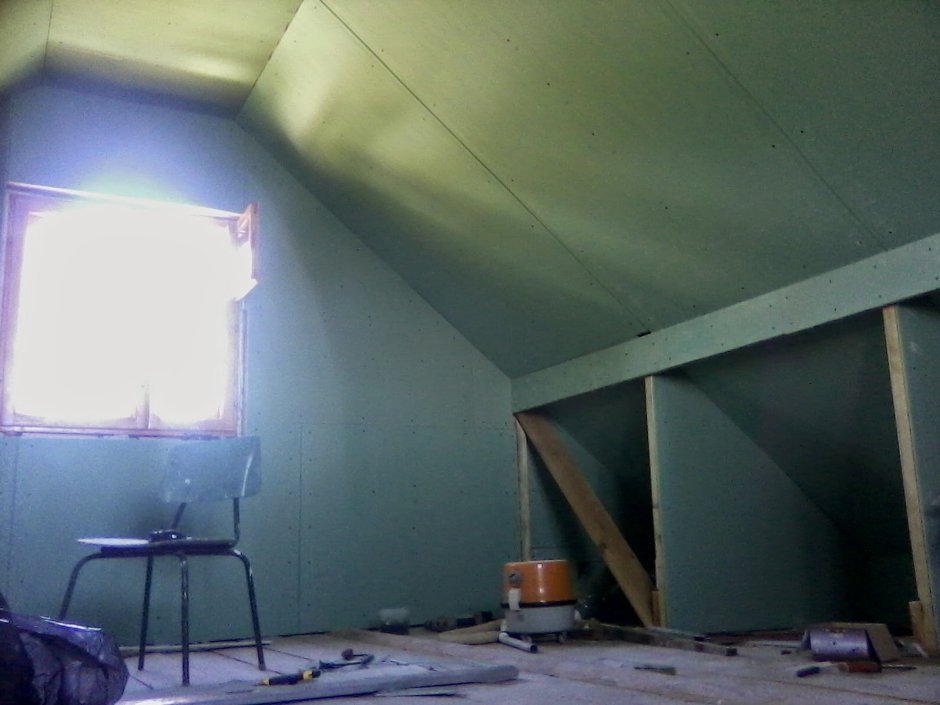 Отделка мансарды гипсокартоном