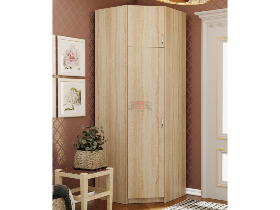 Угловой шкаф с антресолью над дверью в спальне