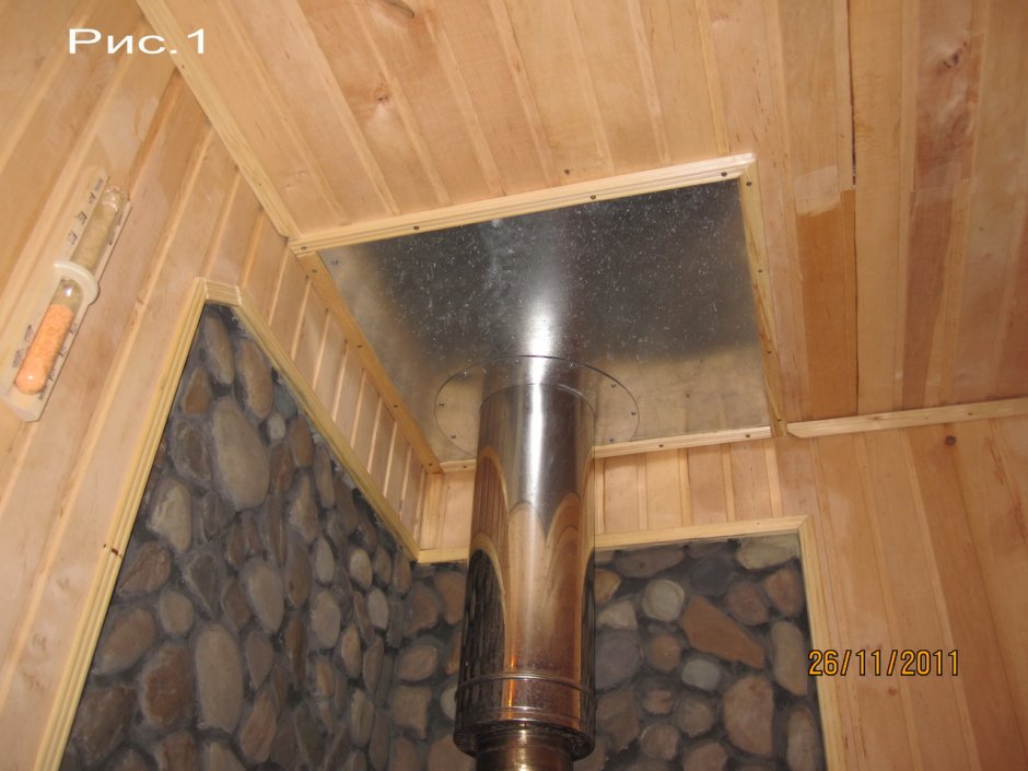 Натяжной потолок в бане