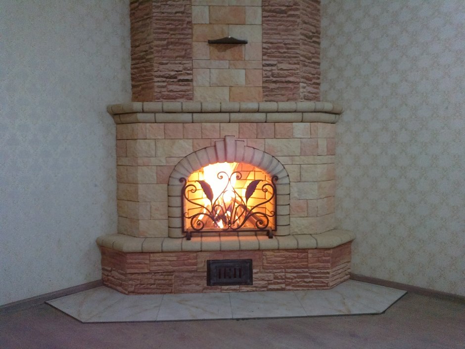 Каминопечь угловая кирпичная