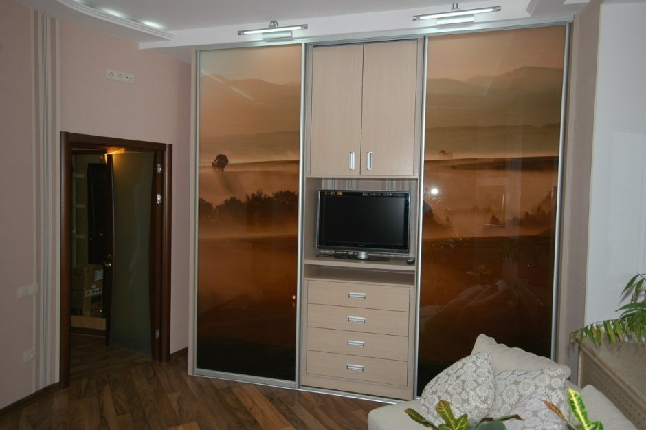 Шкаф купе с телевизором в спальню