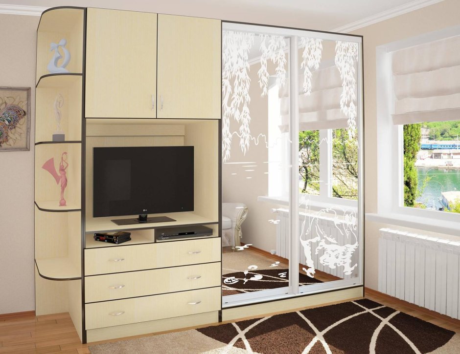 Шкаф с местом под телевизор в спальню