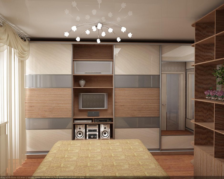 Шкаф с нишей под телевизор в спальню