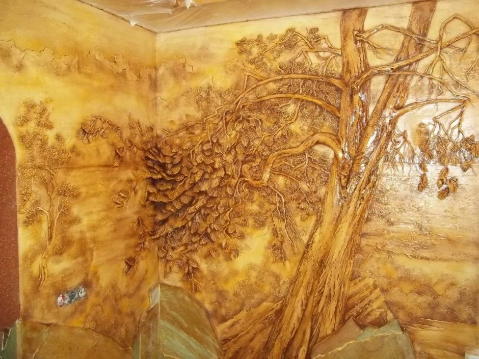 Кора дерева барельеф