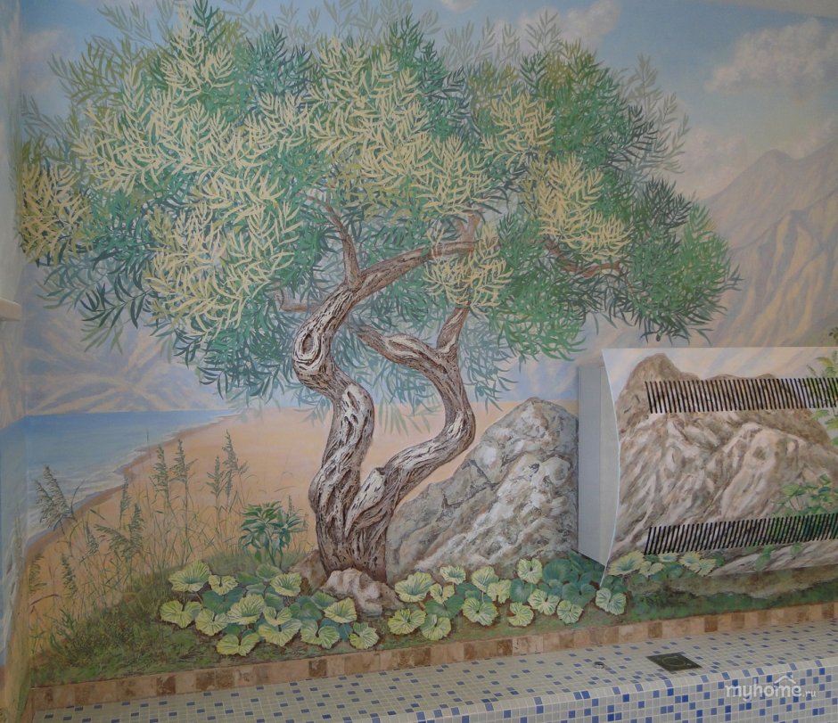Оливковое дерево на стене