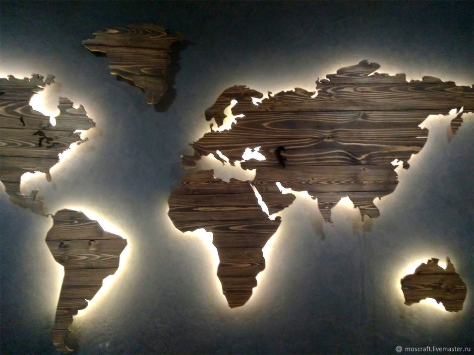 Деревянное панно на стену с подсветкой