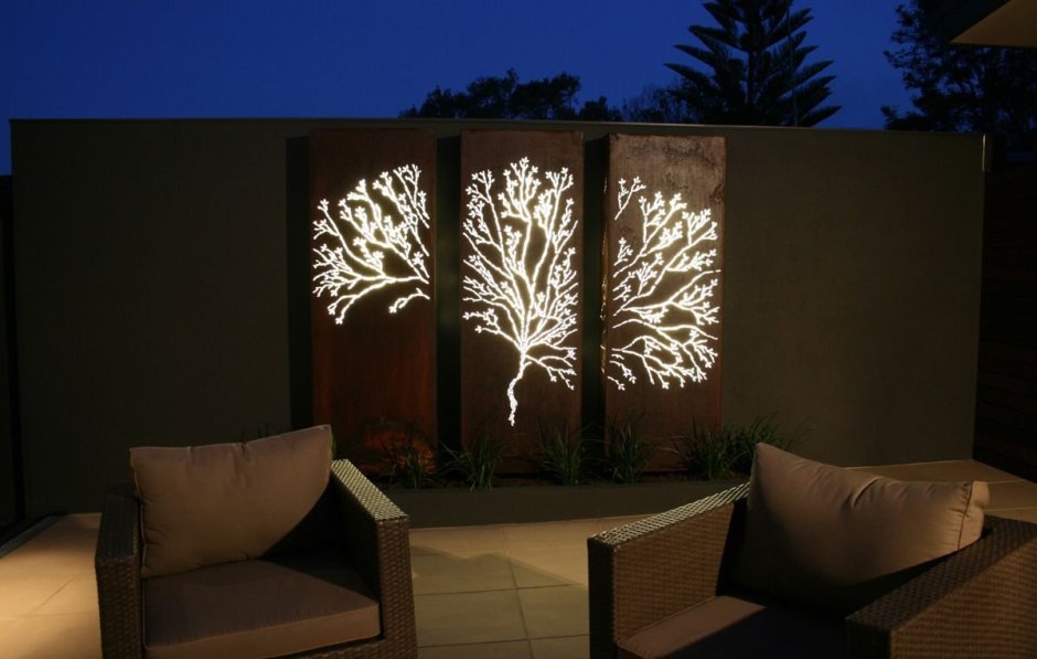 Панно дерево на стену с подсветкой
