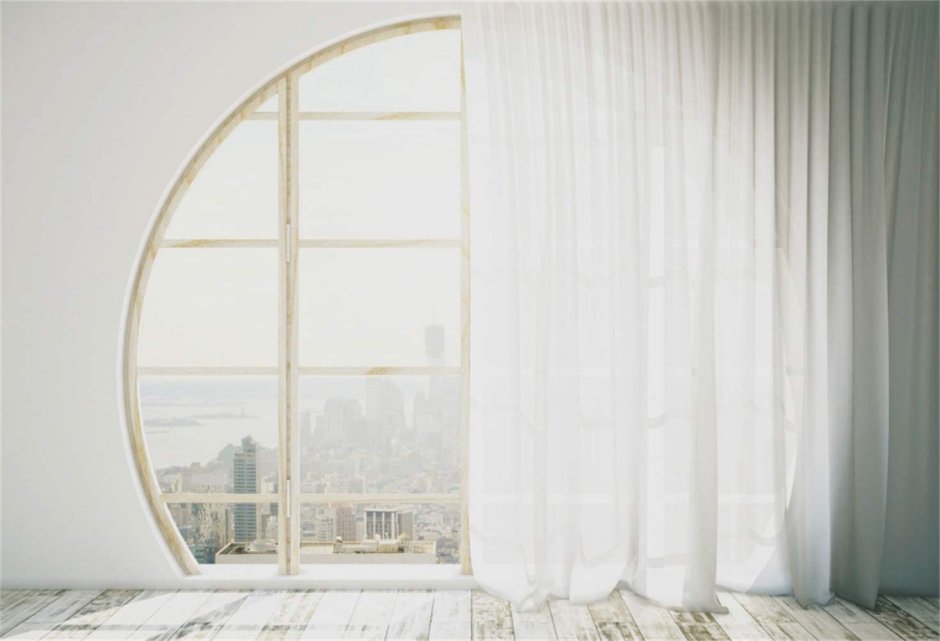 Панорамное окно со шторами для фотошопа