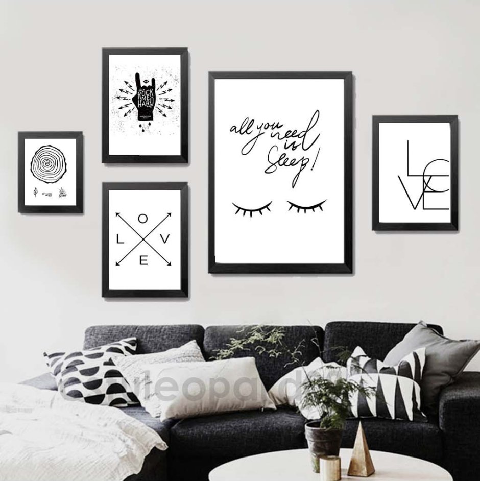 Черно-белые постеры для интерьера