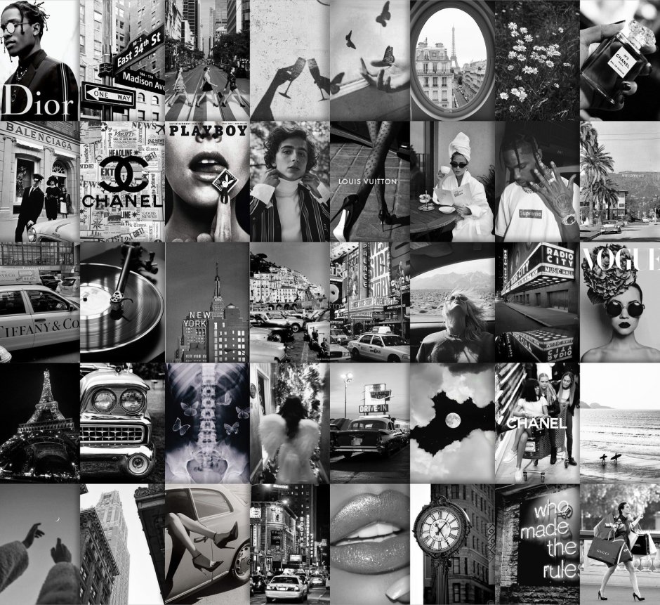 Коллаж из черно-белых фотографий