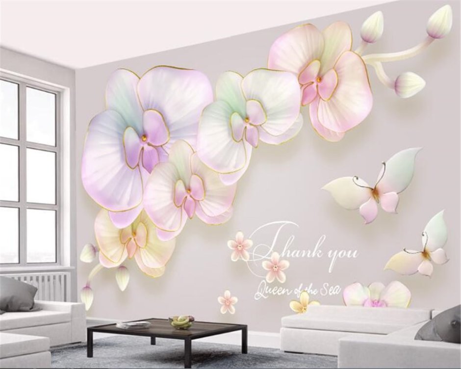 Барельеф орхидеи на стене