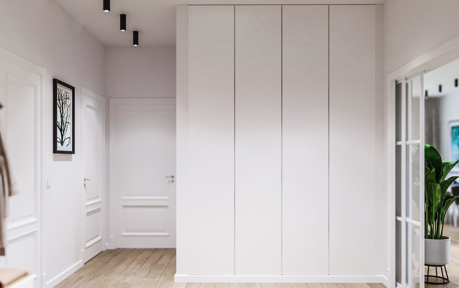 Белый шкаф в прихожую в скандинавском стиле