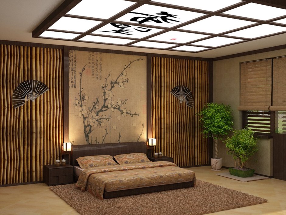 Бамбуковая стена в гостиной