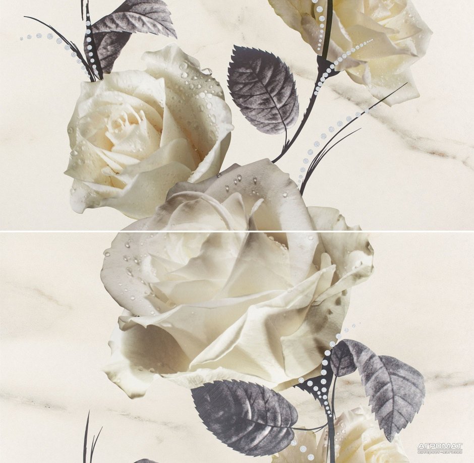 Панно настенное Opoczno Carrara White Flower (из 2х пл)