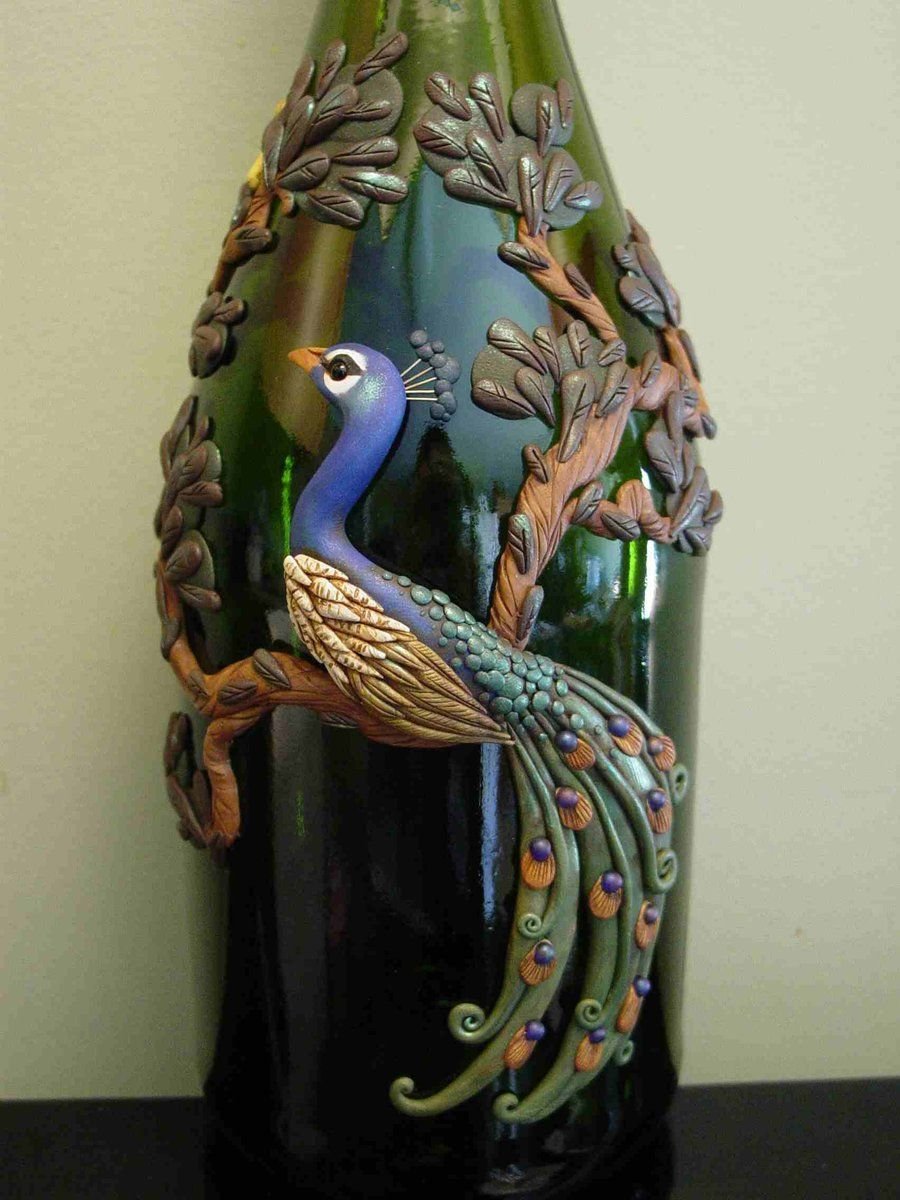 Декор бутылки полимерной глиной