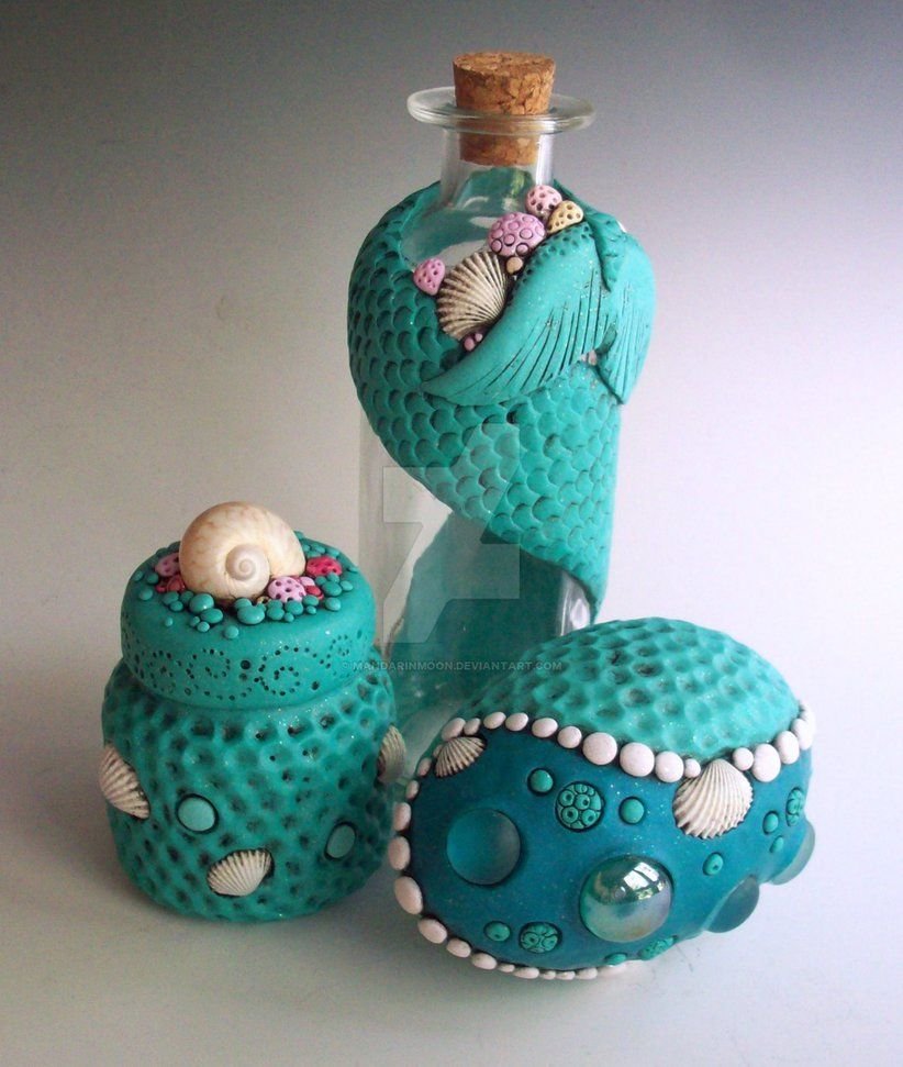 Украсить бутылку полимерной глиной