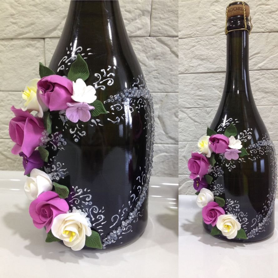 Бутылки декорированные полимерной глиной