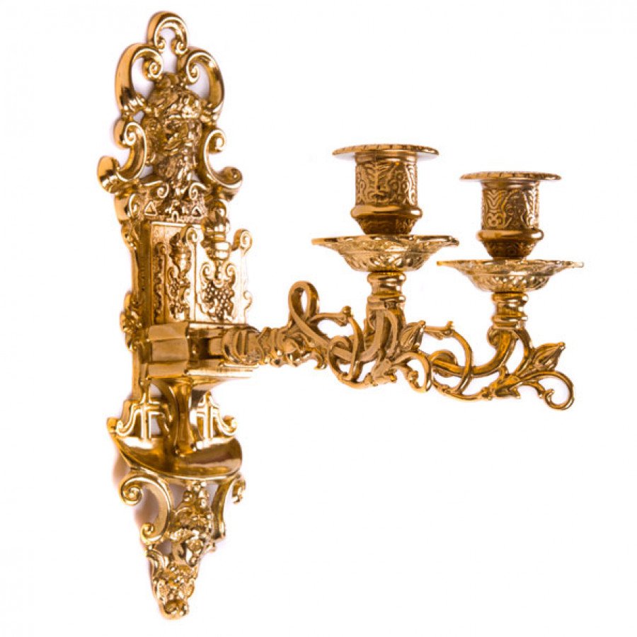 Подсвечник настенный латунь