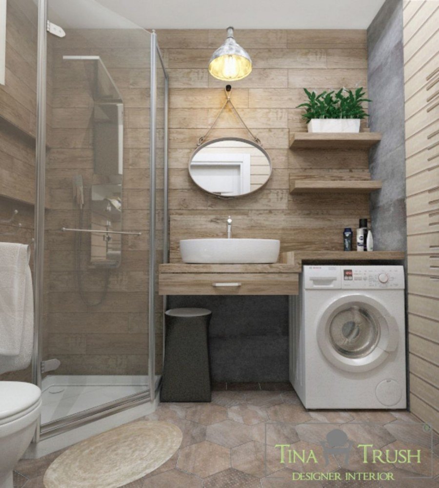 Ванная лофт со стиральной машиной