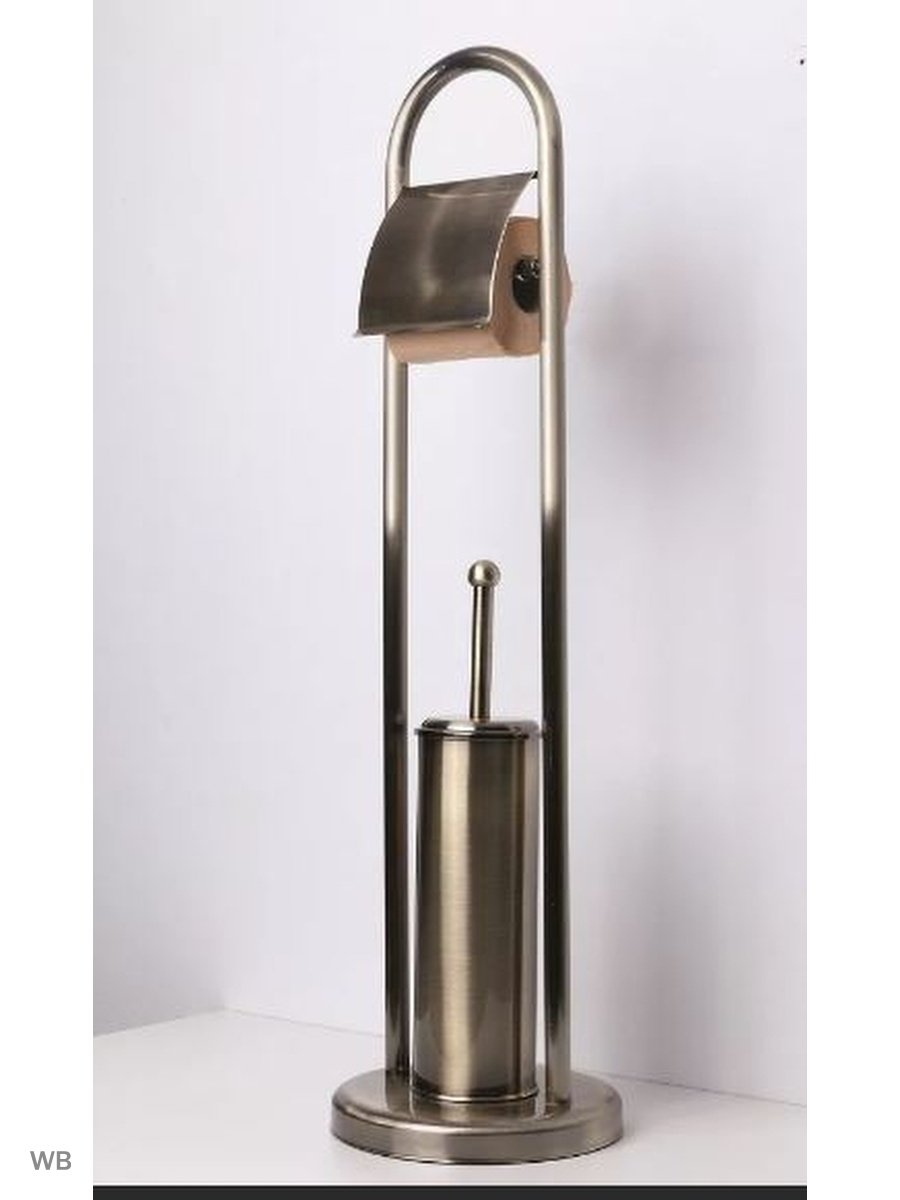 Ёршик напольный с держателем для туалетной бумаги (металл) p324-2