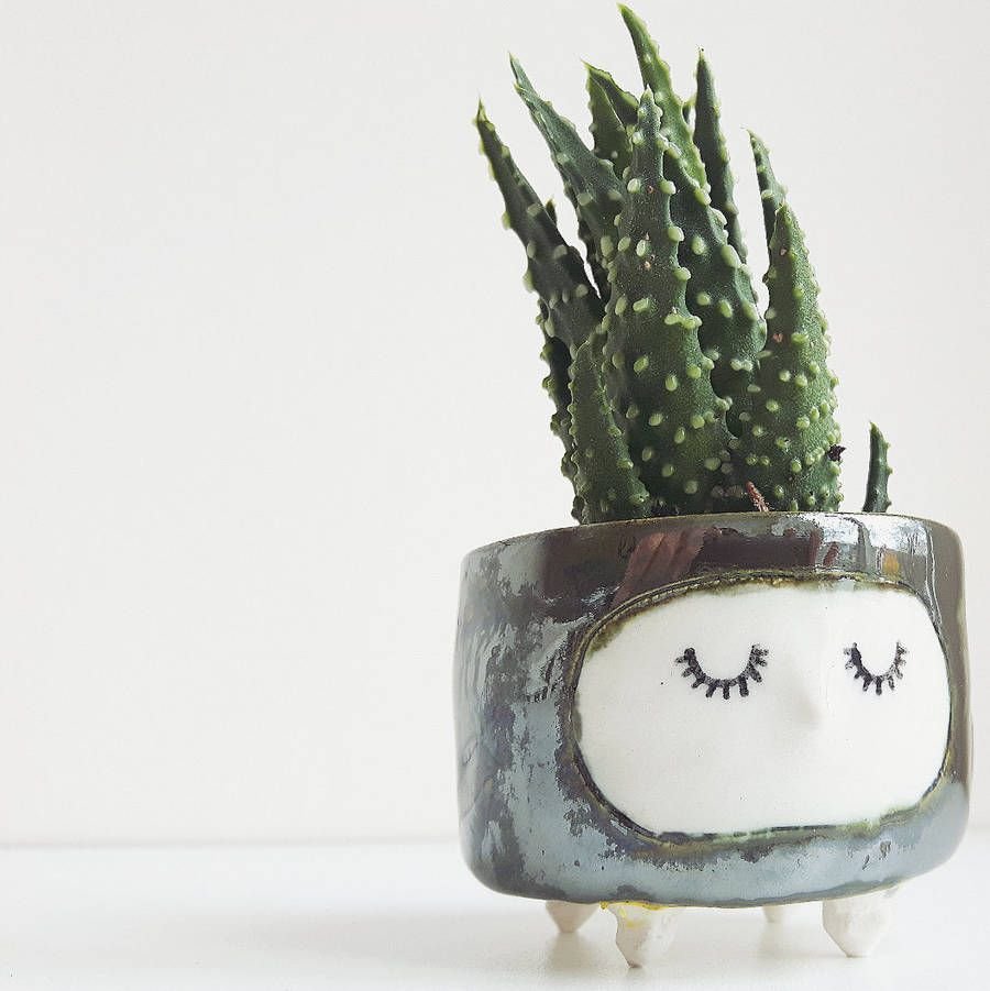 Горшок керамический кот с кактусом