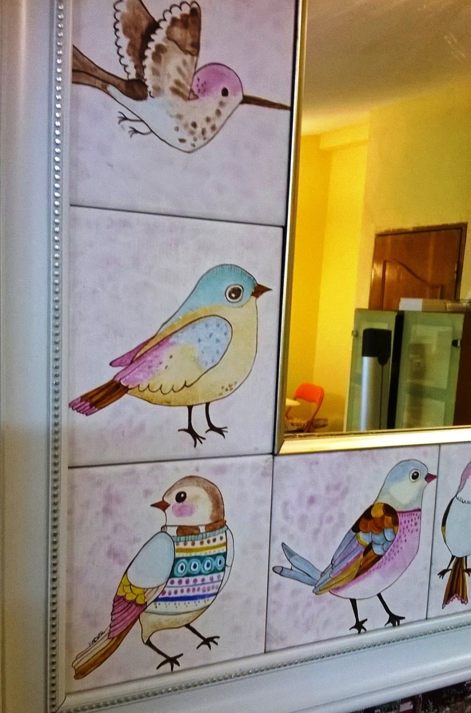 Плитка с птичками в ванной