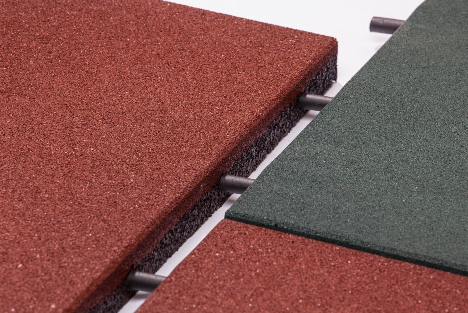 Резиновая плитка (1x1 м) с встроенным скрытным крепежным замком