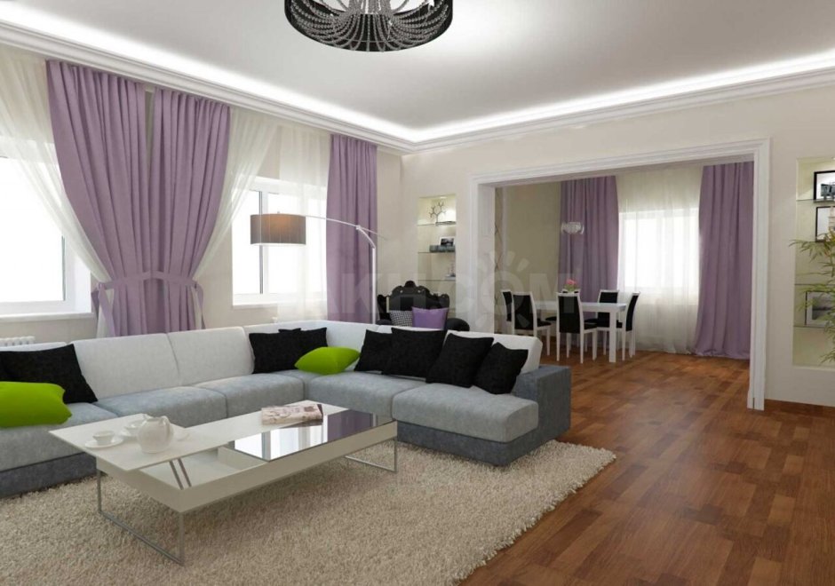 Интерьер зала в частном доме