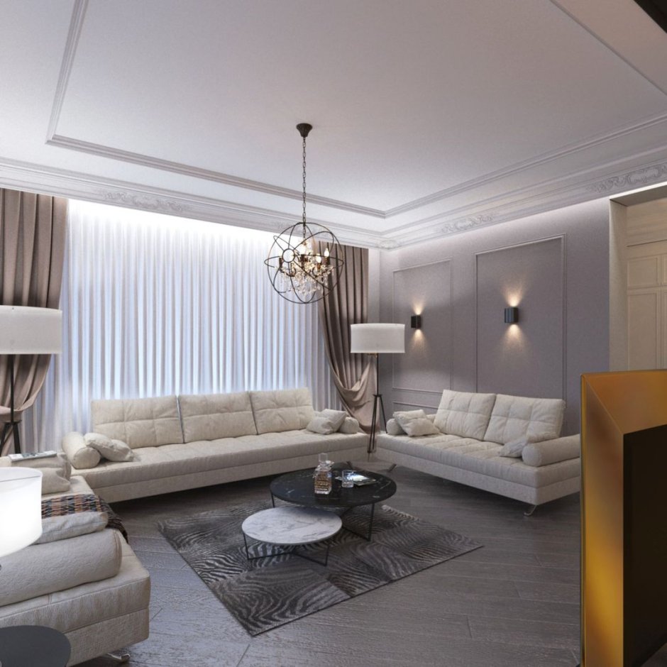 Интерьер зала в частном доме