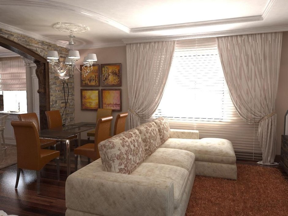 Интерьер зала в частном доме