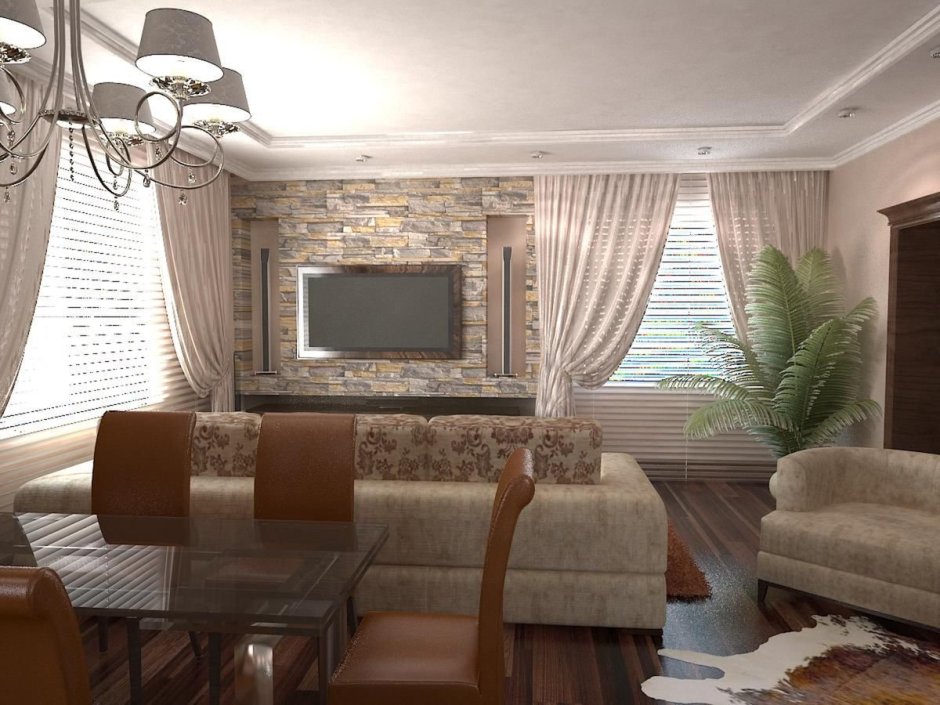 Интерьер гостиной в частном доме