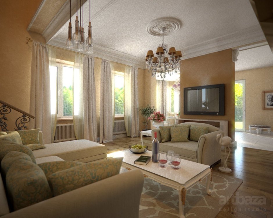 Гостиная в частном доме интерьер