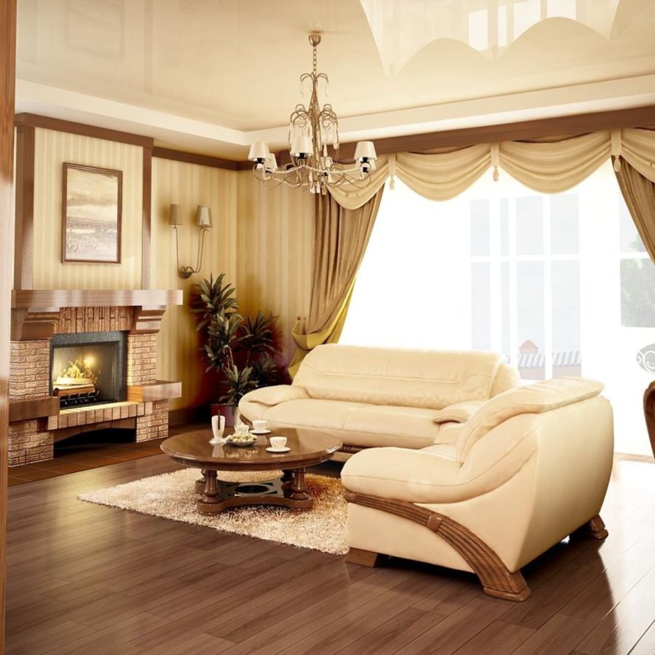 Интерьер гостиной в частном доме