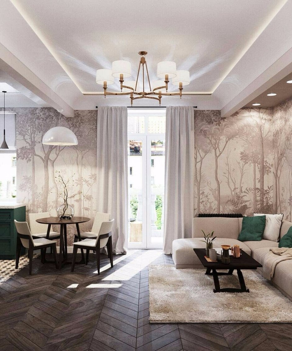 Интерьер гостиной в частном доме