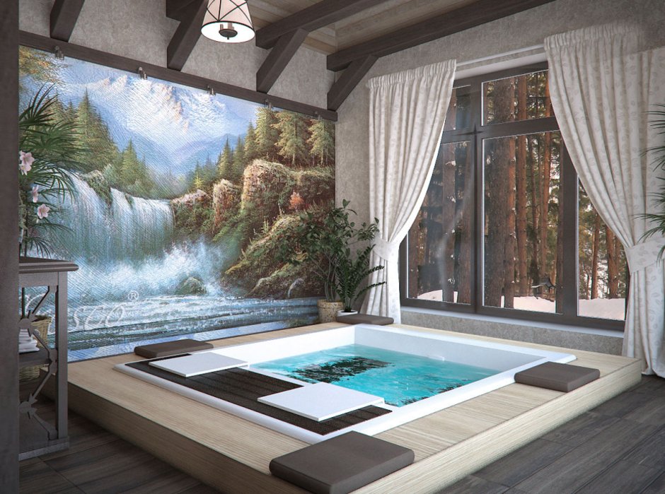 Оранжерея с бассейном в частном доме